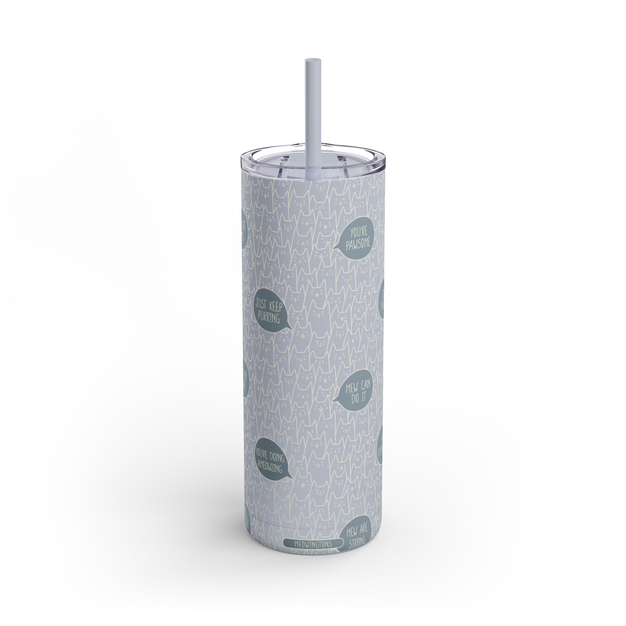 Monochrome Crowded Cats Matte Tumbler, 20oz