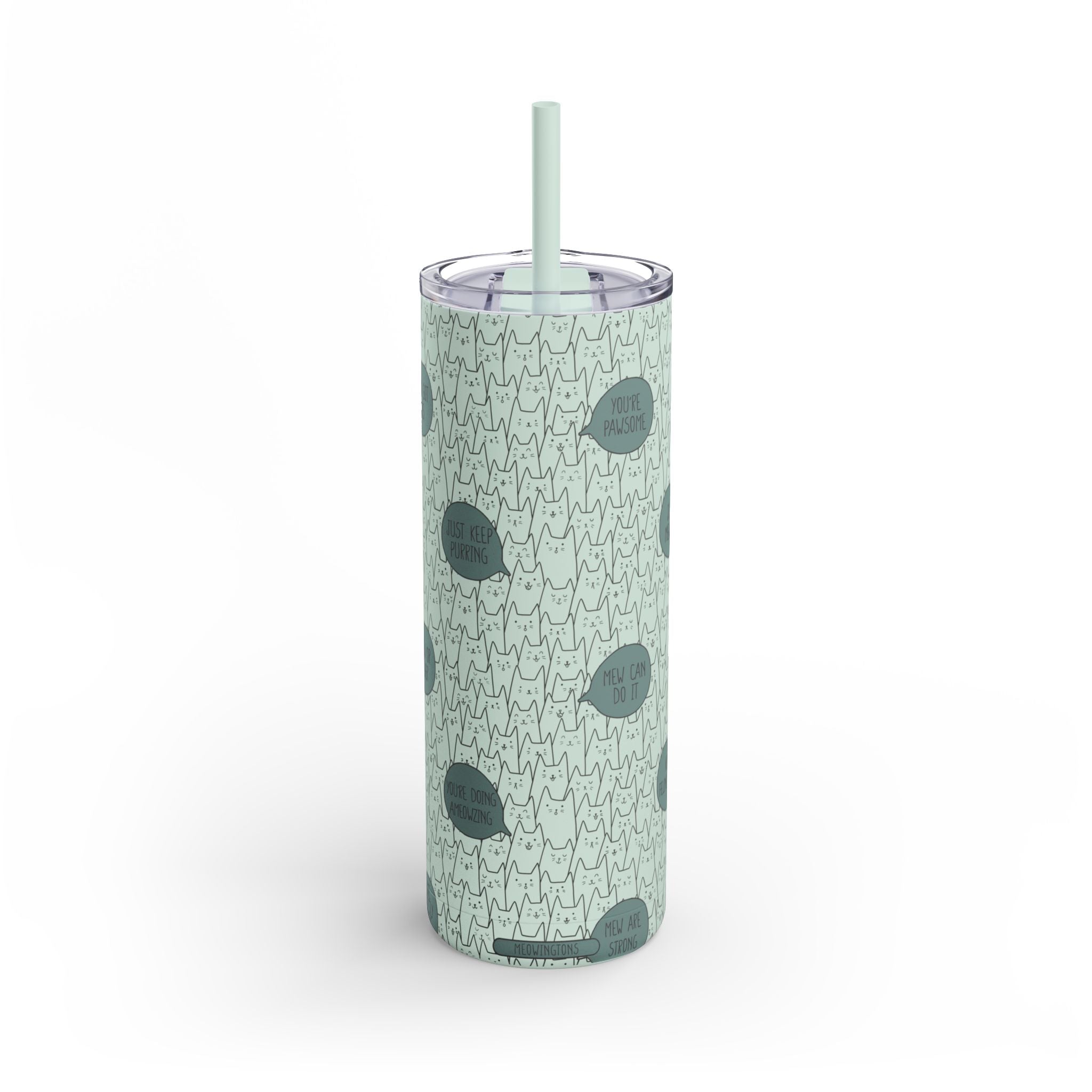 Monochrome Crowded Cats Matte Tumbler, 20oz