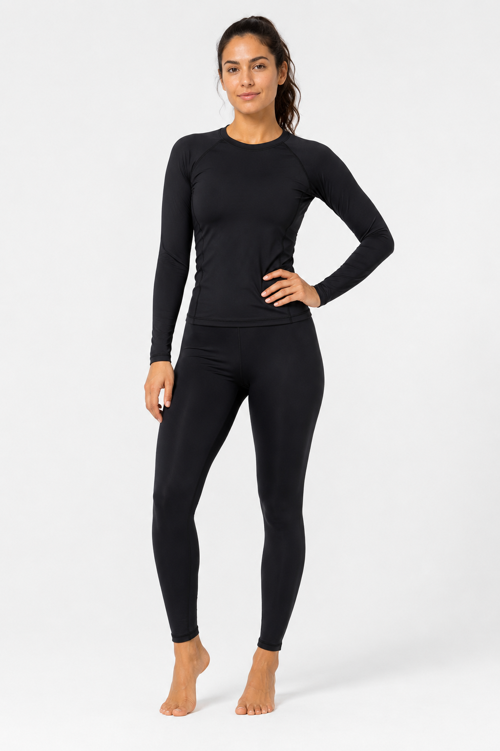 Women Black Long Sleeve Rash Guard