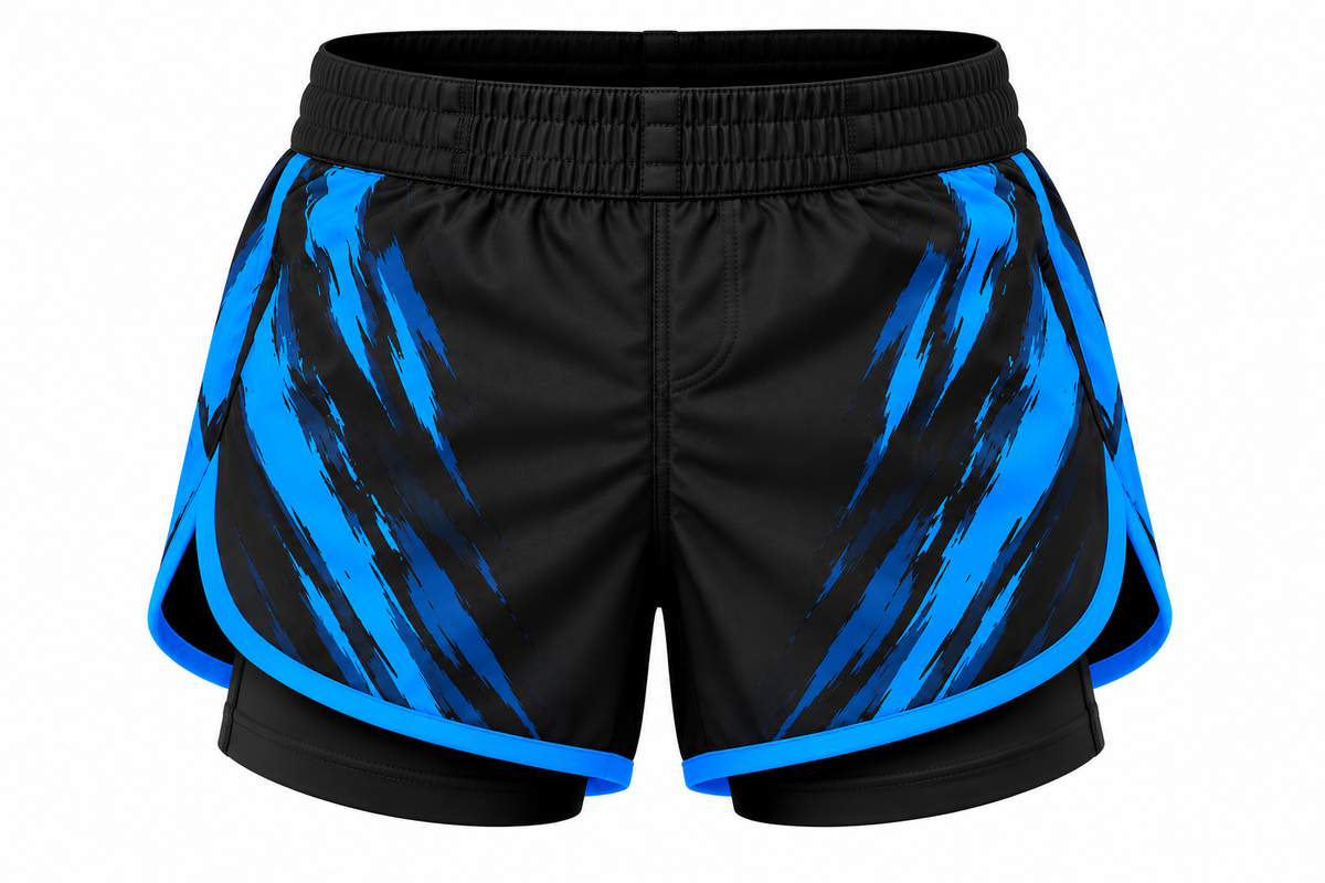 Black & Blue Camo BJJ Shorts for Kids