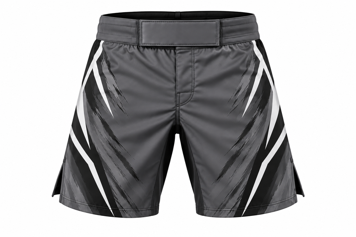Black & Gray Camo BJJ Shorts for Men