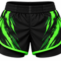 Black & Neon Green Camo BJJ Shorts for Kids