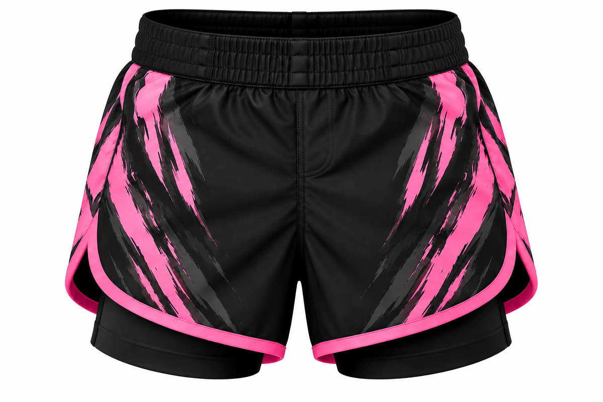 Black & Pink Camo BJJ Shorts for Kids