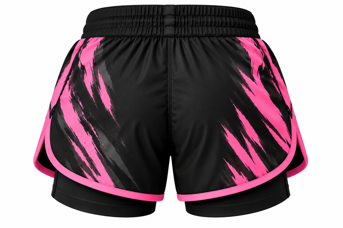 Black & Pink Camo BJJ Shorts for Kids