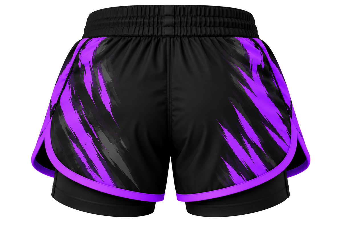 Black & Purple Camo BJJ Shorts for Kids