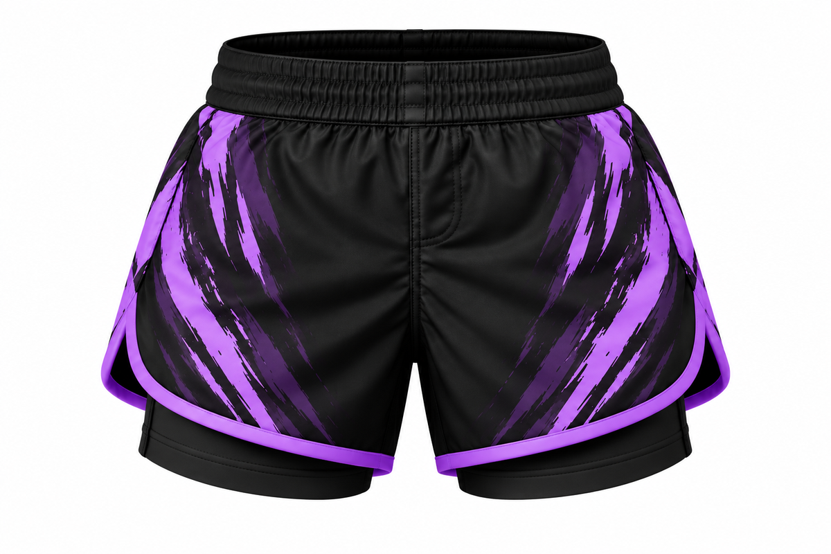 Black & Purple Camo BJJ Shorts