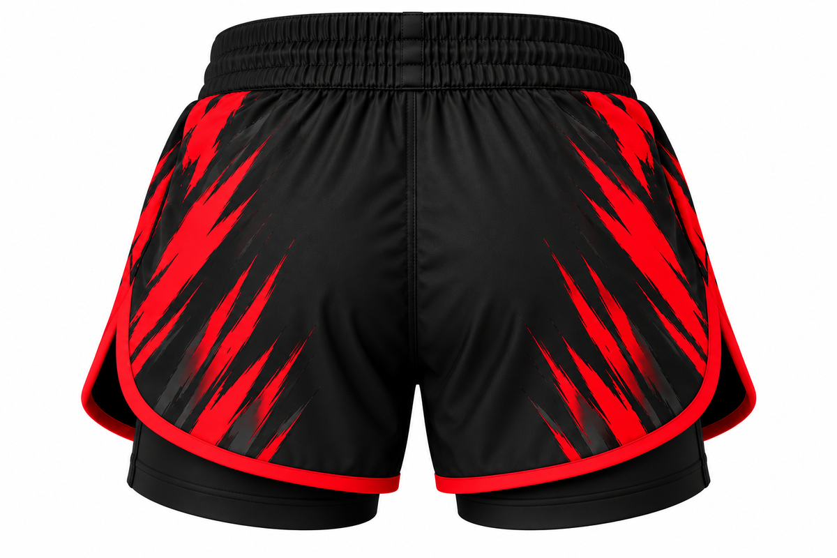 Black & Red Camo BJJ Shorts for Kids
