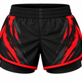 Black & Red Camo BJJ Shorts for Women