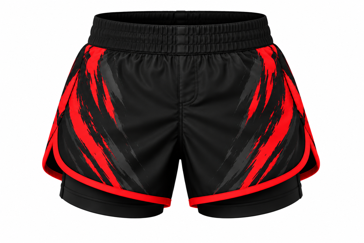 Black & Red Camo BJJ Shorts for Women