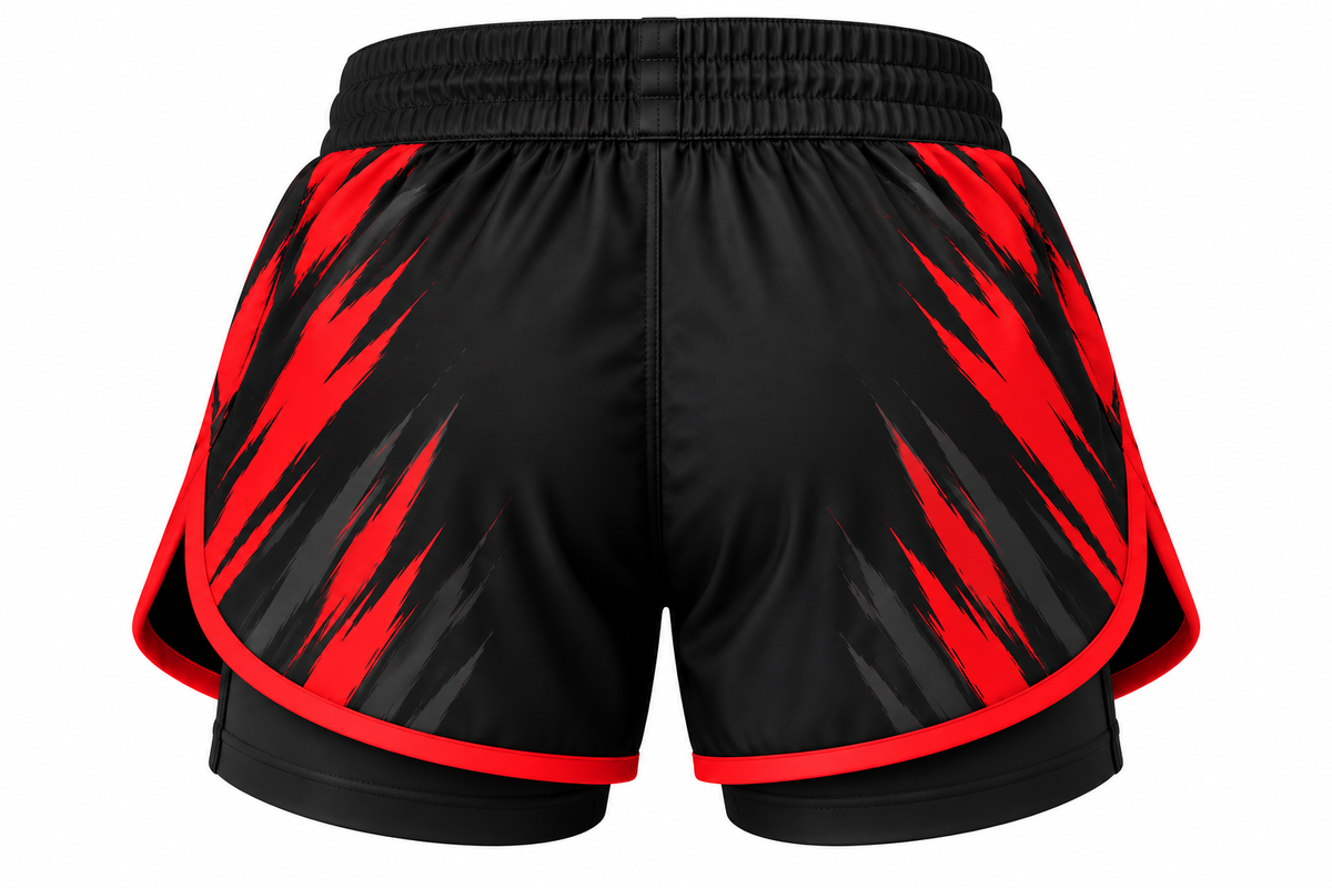 Black & Red Camo BJJ Shorts for Women