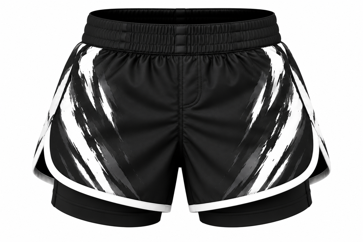 Black & White Camo BJJ Shorts for Kids