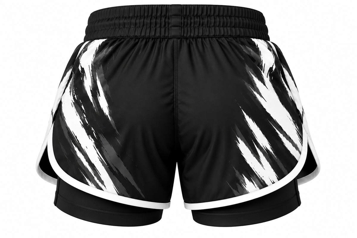 Black & White Camo BJJ Shorts for Kids