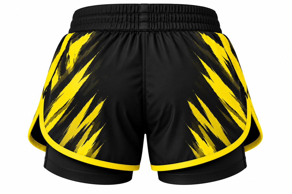 Black & Yellow Camo BJJ Shorts for Kids