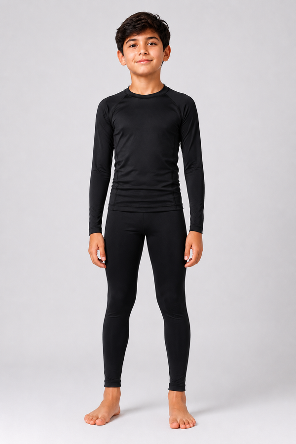 Black Long sleeve Rash Guard For Kids
