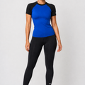 Women Blue Short Sleeve Rash Guard