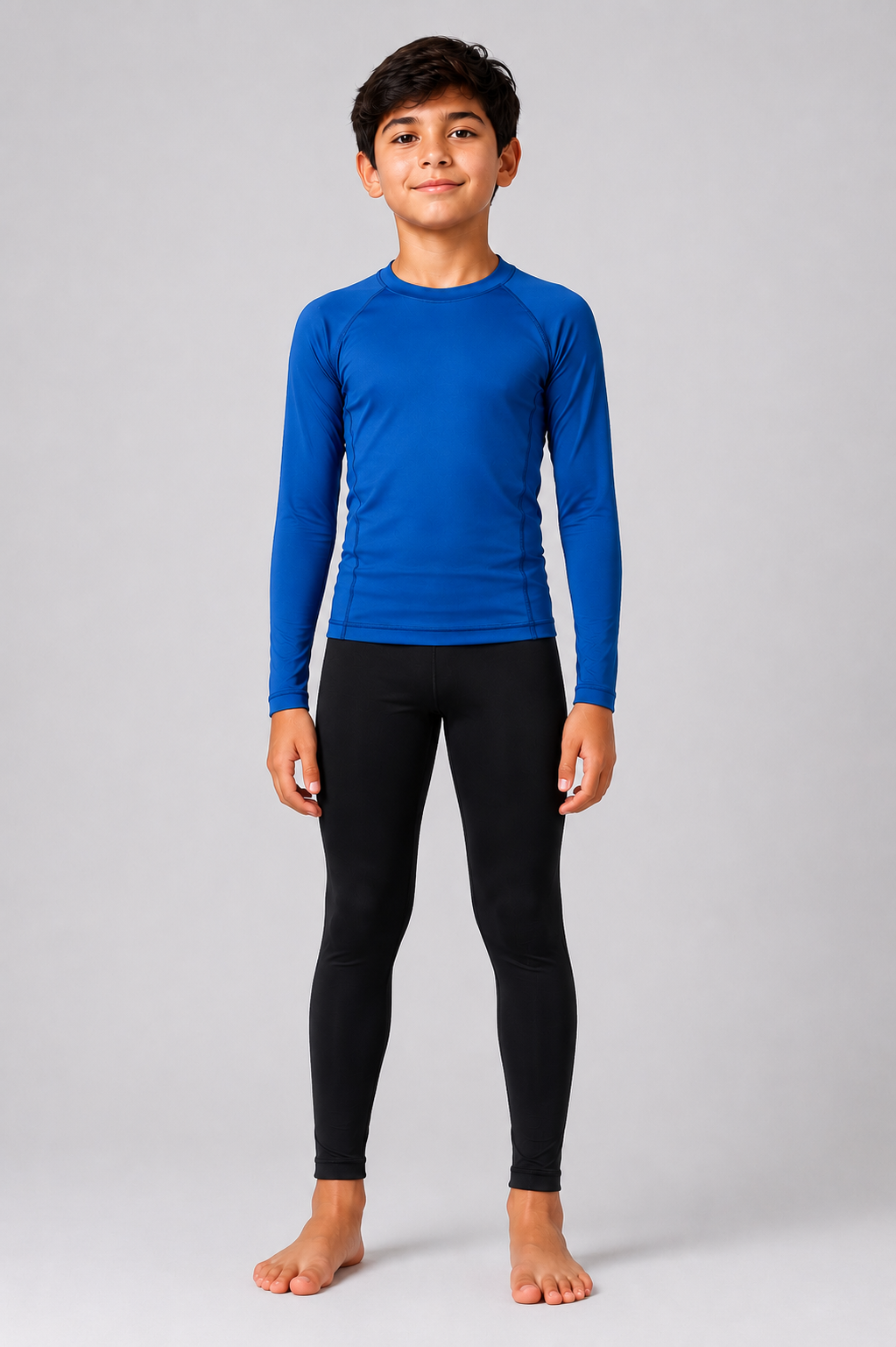 Blue Long Sleeve Rash Guard For Kids