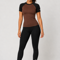 Women Brown Short Sleeve Rash Guard