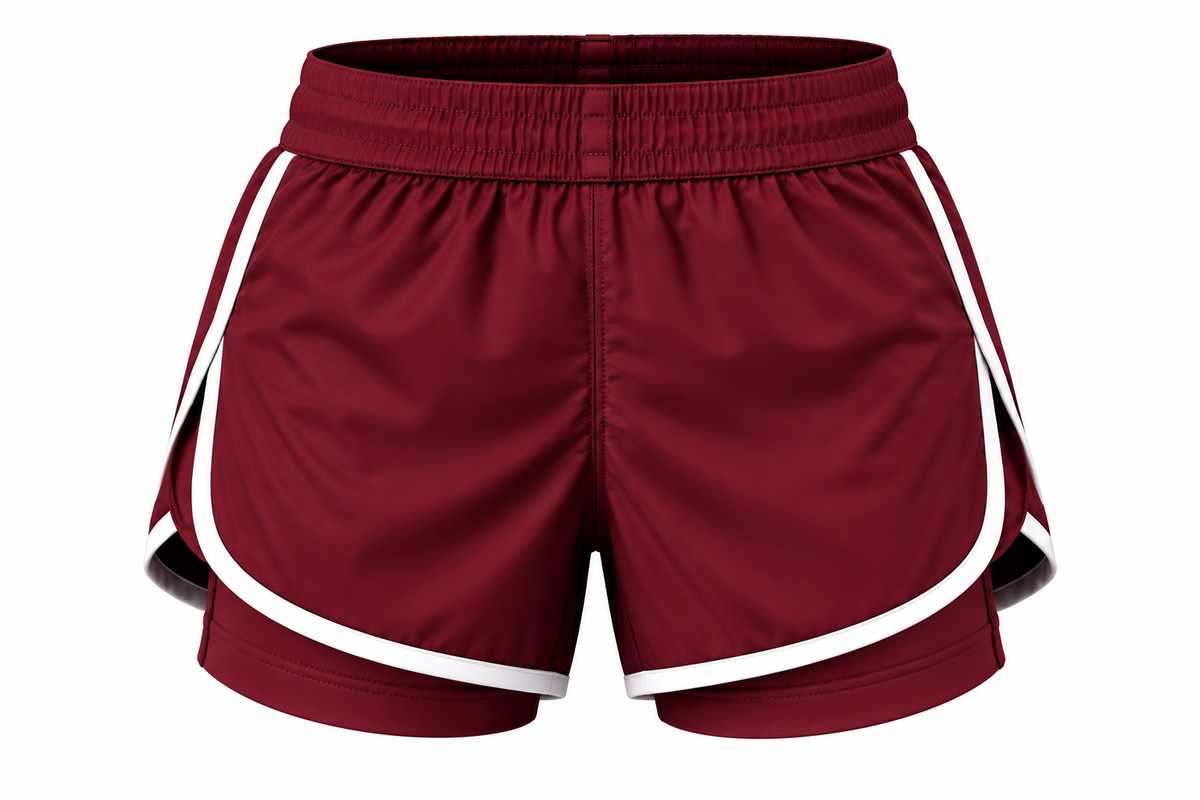 Burgundy & White BJJ Shorts for Women
