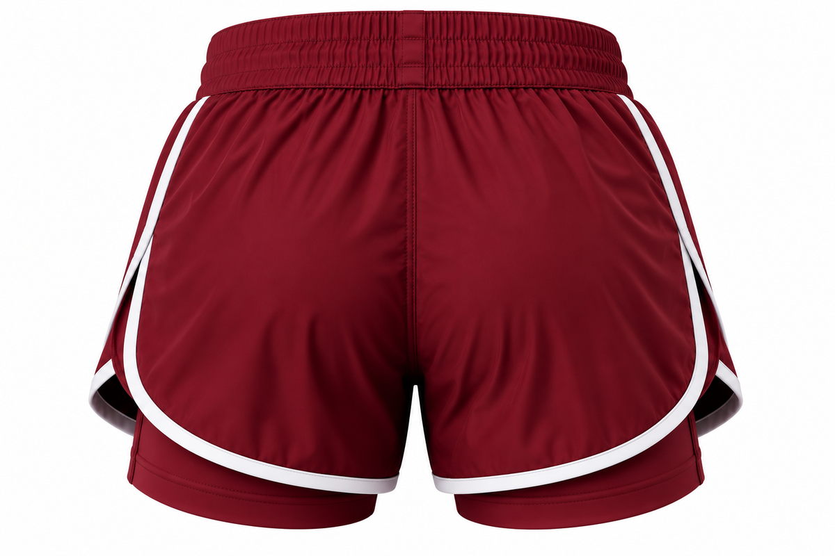 Burgundy & White BJJ Shorts for Women