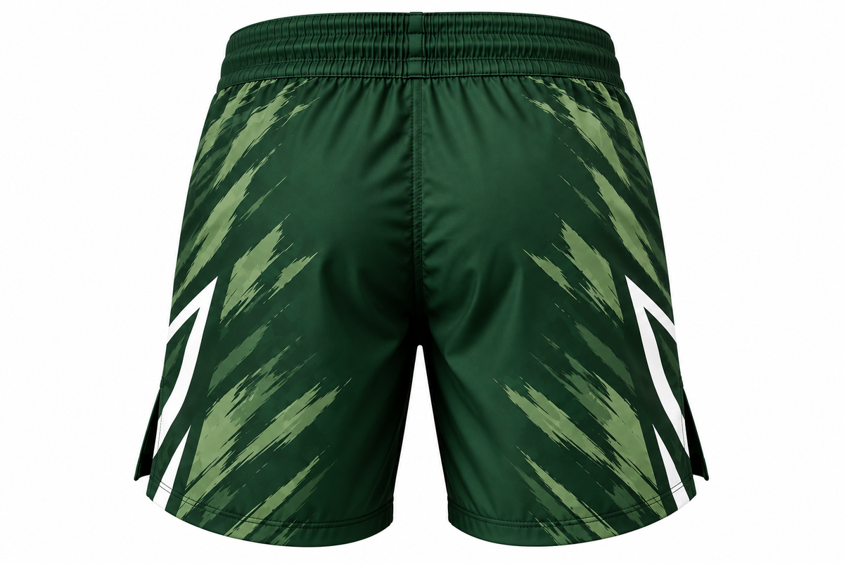 Dark Green & White Camo BJJ Shorts for Men
