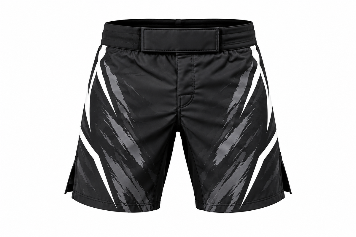 Gray & Black Camo BJJ Shorts for Men