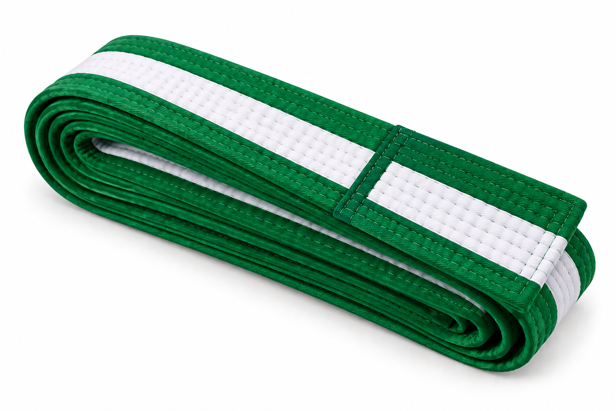 Green/White BJJ Belt For Kids