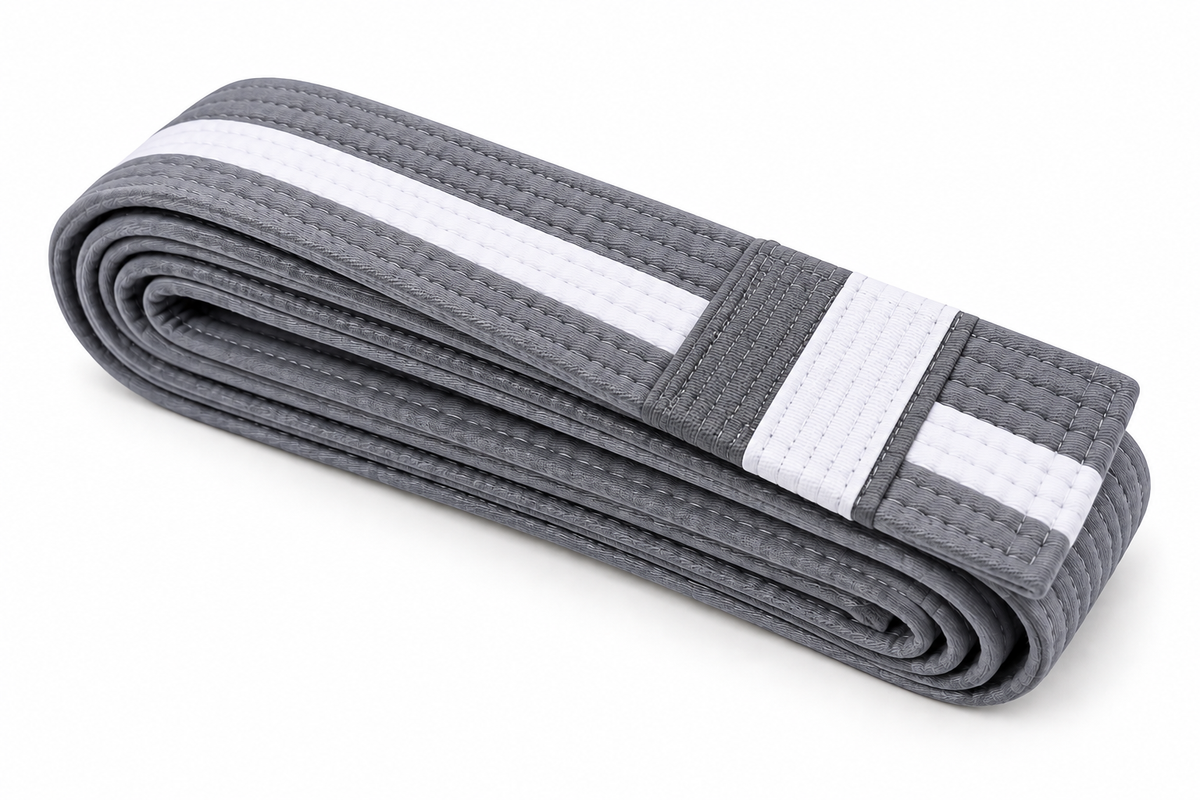 Grey/White BJJ Belt For Kids