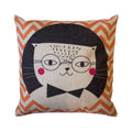 Hipster Cat Toss Pillow Cover