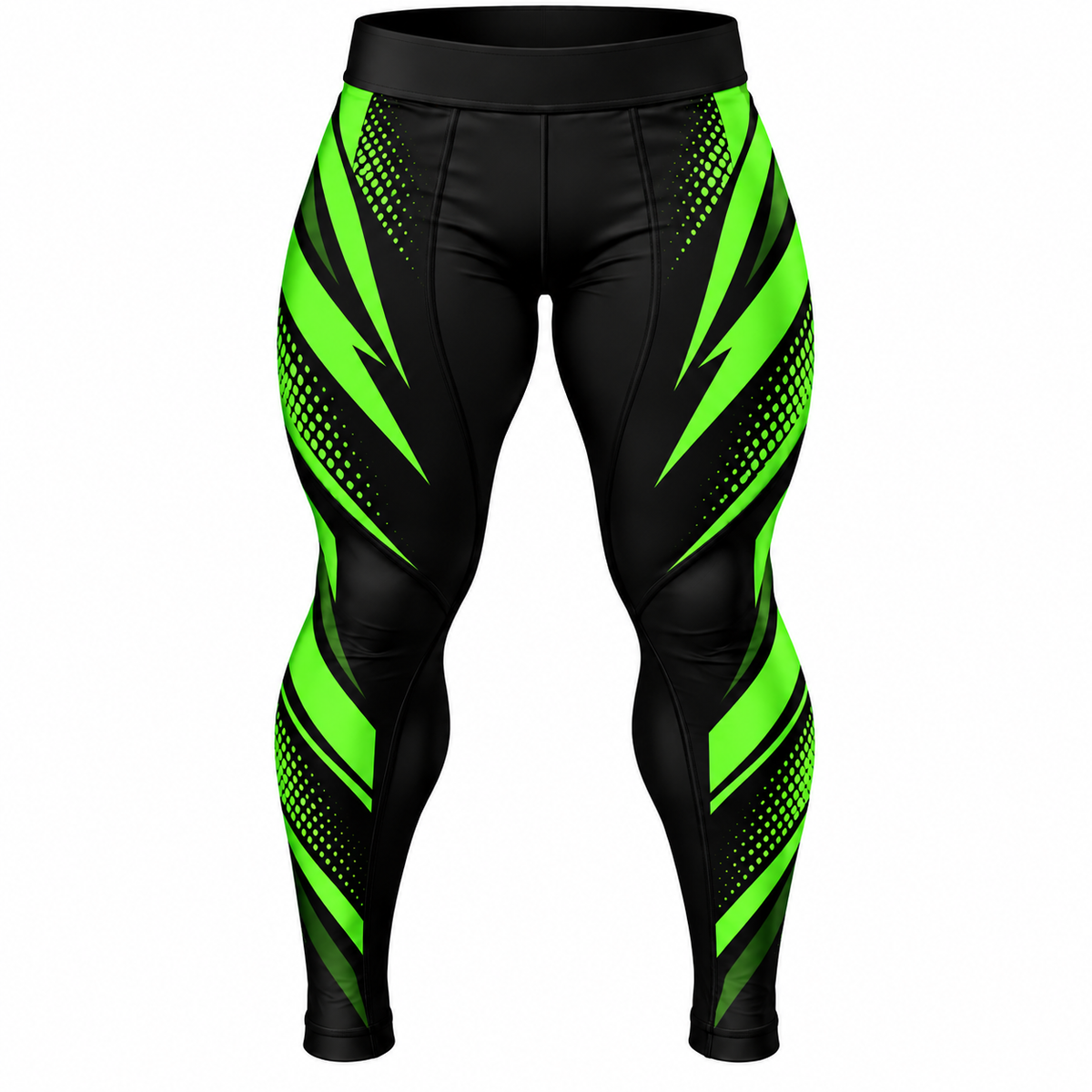 Kids Black & Neon Green Lightning BJJ Spats