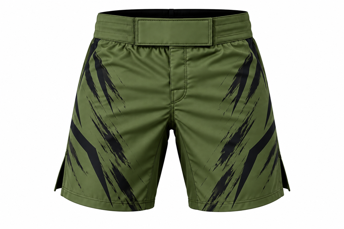 Olive Green Camo BJJ Shorts for Men
