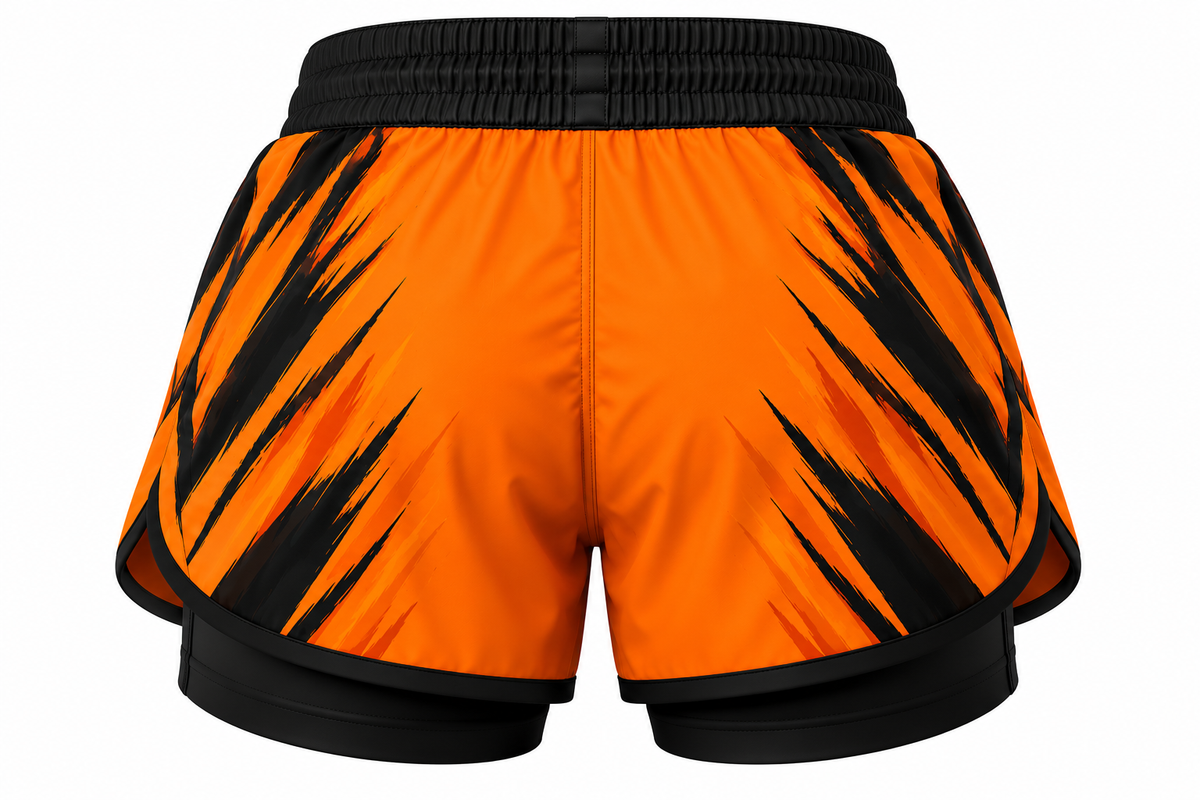 Orange & Black Camo BJJ Shorts for Kids