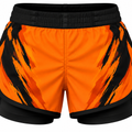 Orange & Black Camo BJJ Shorts for Kids