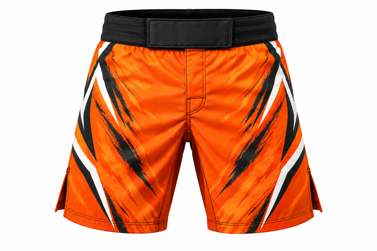 Orange & Black Camo BJJ Shorts for Men