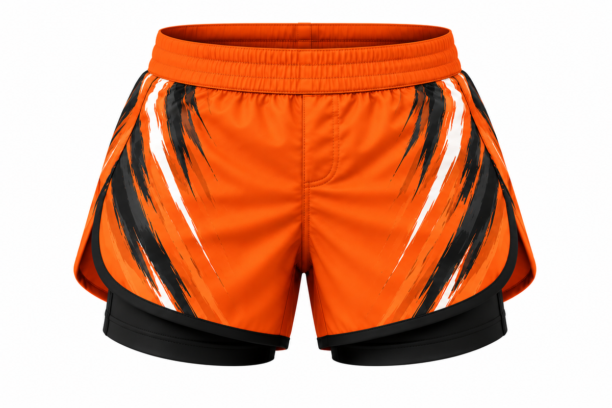 Orange & Black Camo BJJ Shorts for Women