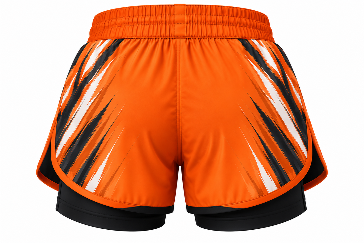 Orange & Black Camo BJJ Shorts for Women