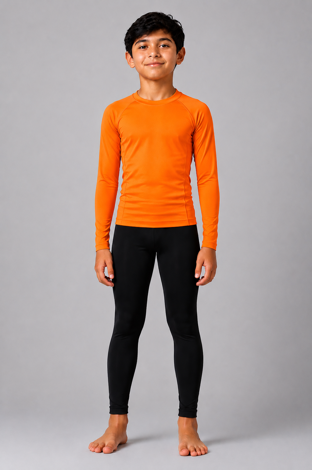 Orange Long Sleeve Rash Guard For Kids