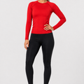 Women Red Long Sleeve Rash Guard