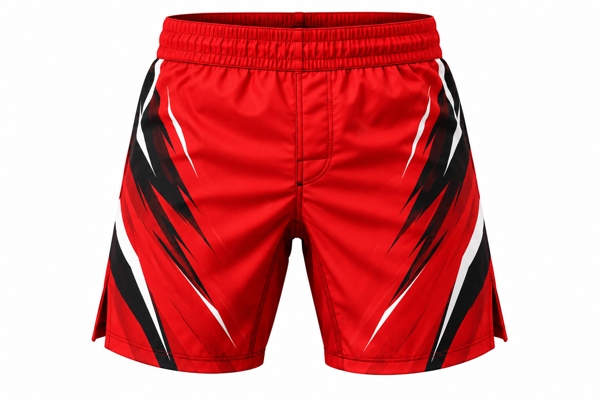 Red & Black Camo BJJ Shorts for Men