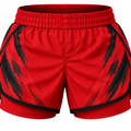Red & Black Camo BJJ Shorts for Women