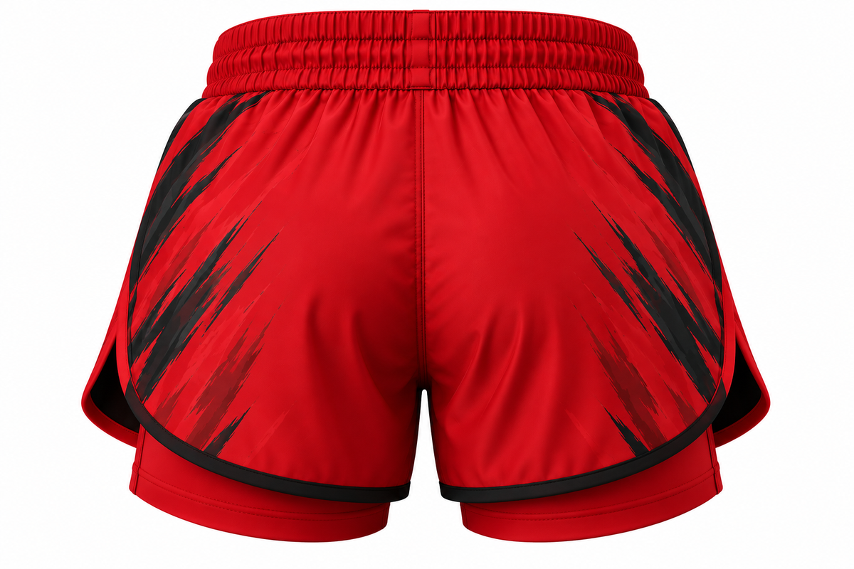 Red & Black Camo BJJ Shorts for Women