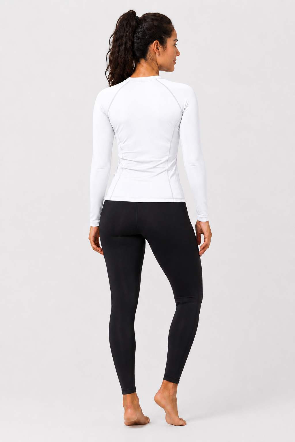 Women White Long Sleeve Rash Guard