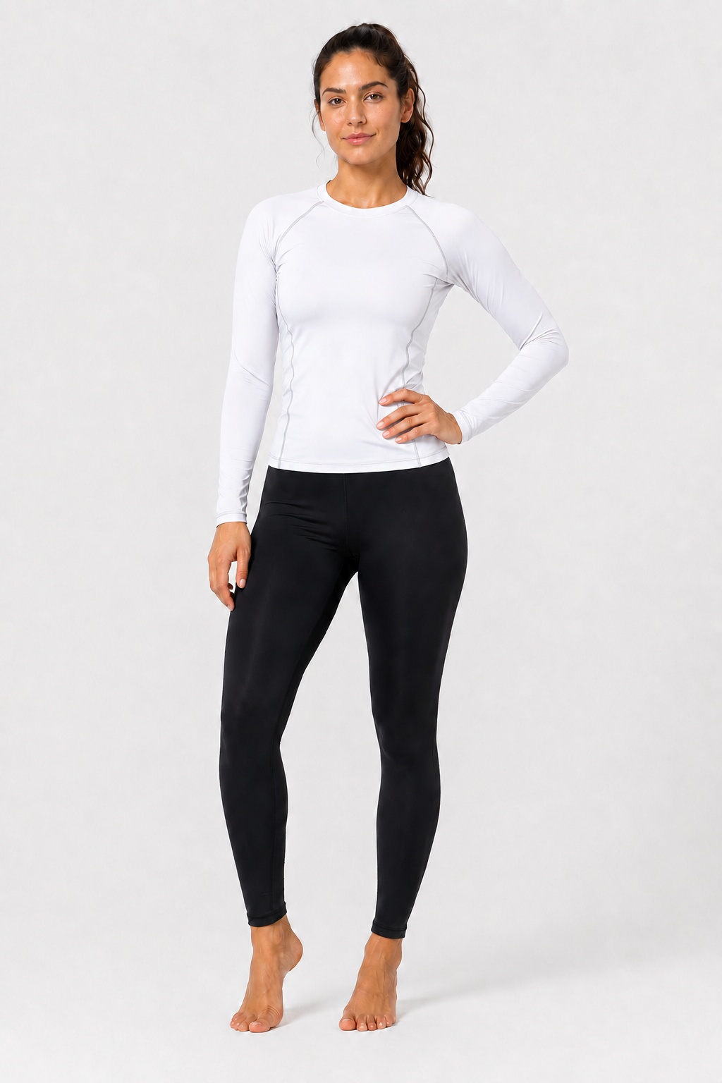 Women White Long Sleeve Rash Guard