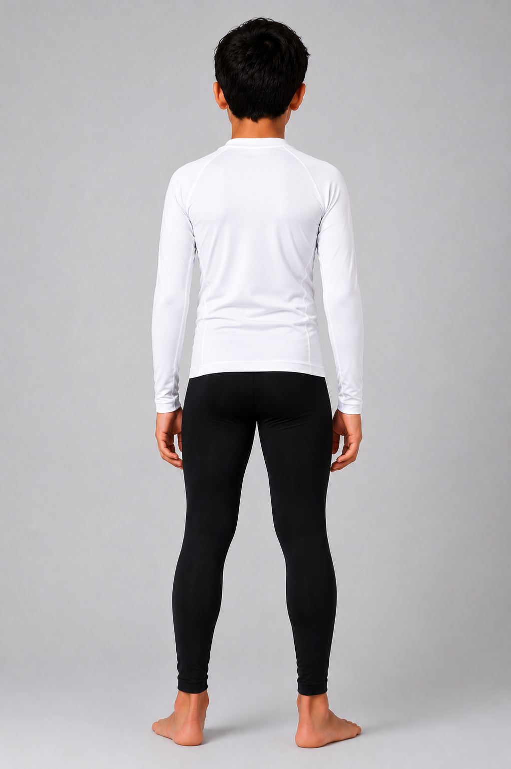 White Long Sleeve Rash Guard for Kids