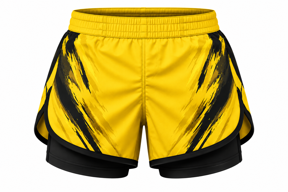 Yellow & Black Camo BJJ Shorts for Women