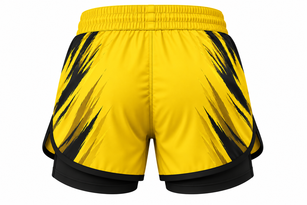 Yellow & Black Camo BJJ Shorts for Women