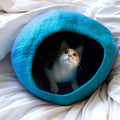 Cerulean Skies Organic Wool Cat Cave - Pet Bed