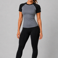 Women Gray Short Sleeve Rash Guard