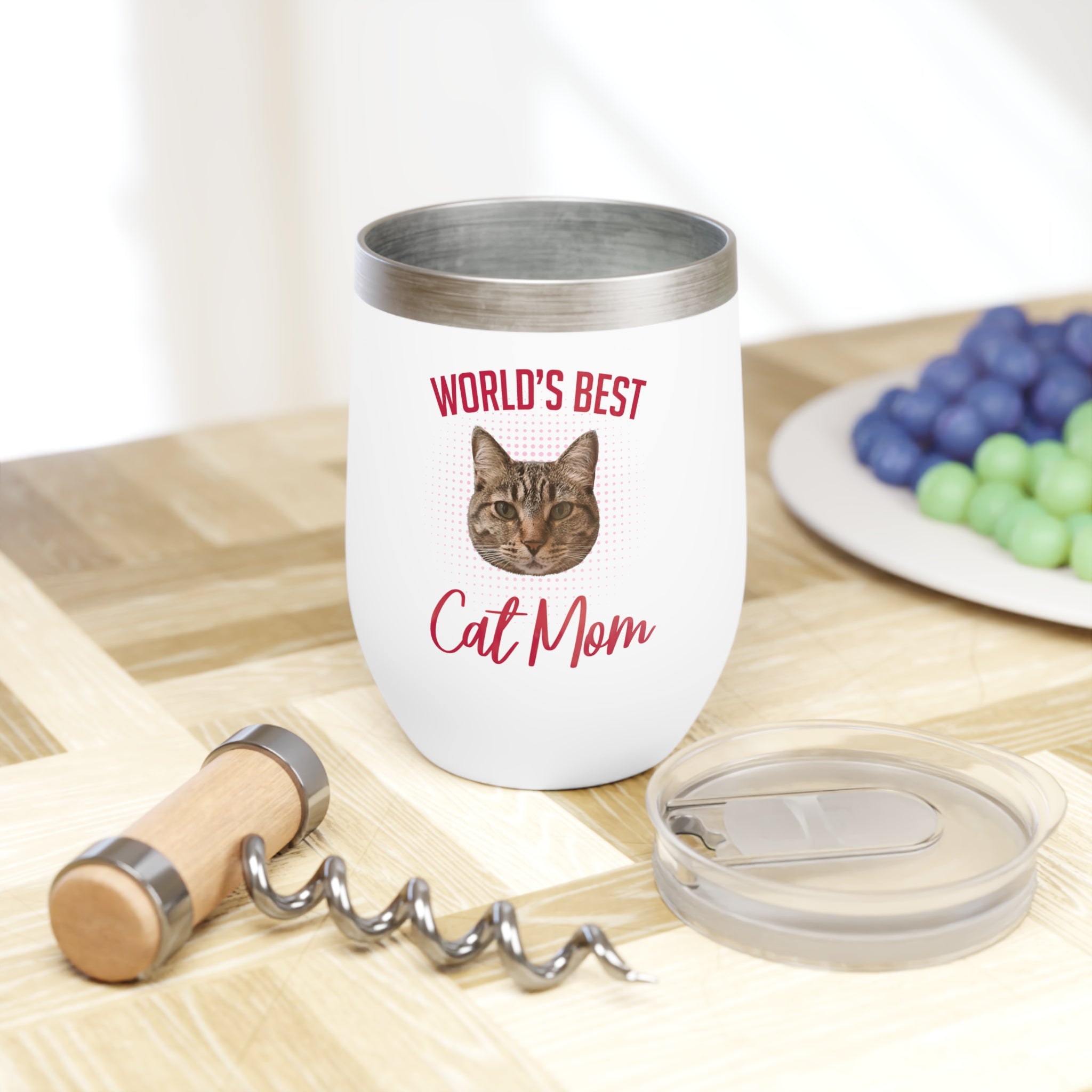 Custom Print Your Cat World's Best Cat Mom Wine Tumbler