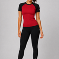 Women Red Short Sleeve Rash Guard